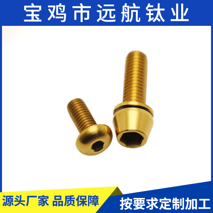 厂家生产钛镀色圆柱头螺栓钛锥头螺栓彩虹色钛内六角螺栓工艺成熟