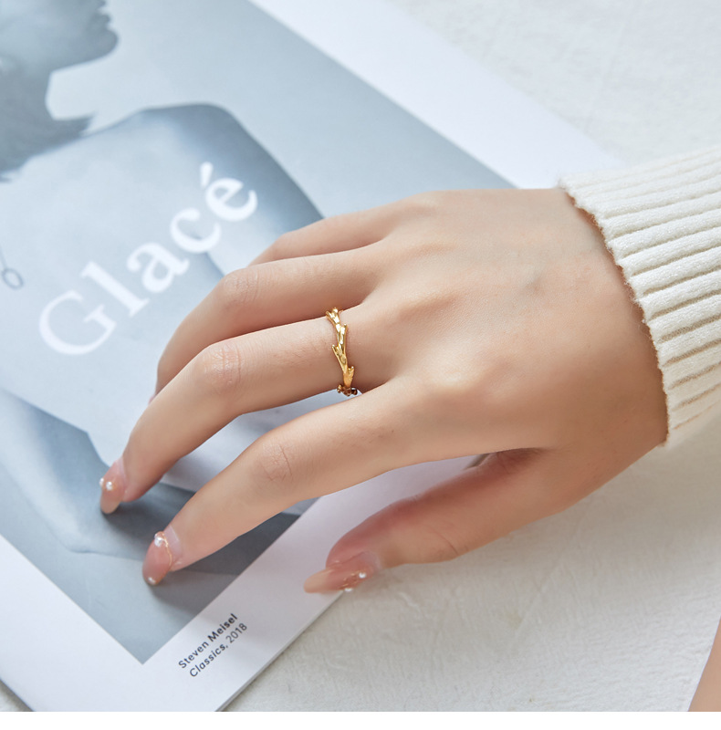 Wholesale Jewelry Fashion Waves 304 Stainless Steel 18K Gold Plated Plating Stainless Steel Rings display picture 4