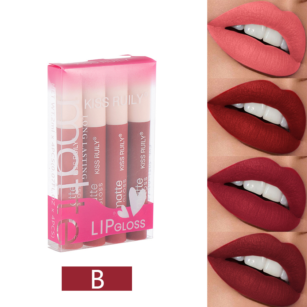 Cross-border Makeup 12-piece matte non-stick cup lip gloss set, European and American style liquid lipstick velvet waterproof lip gloss for export undefined