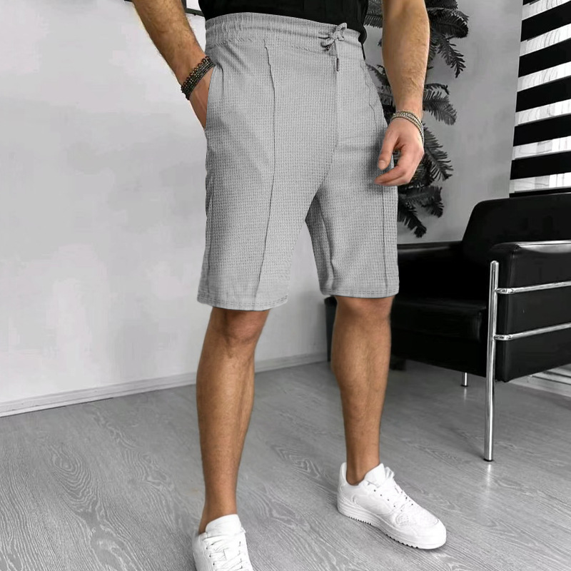 Men's Waffle Knit Shorts - Breathable Loose Fit 5-Inch Inseam Casual Summer Shorts Breathable Waffle Texture_viptrois.com