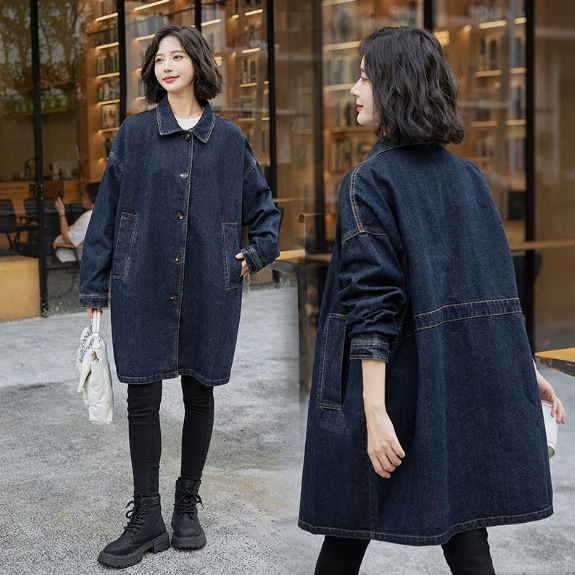 Real Shot 2025 Spring & Fall New Korean Style Loose Stand-Up Collar Denim Jacket Women's Long-Sleeved Slim Jacket Top