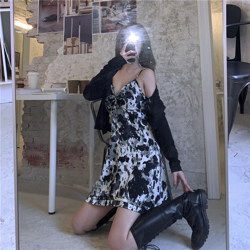 ラージファットmmスーツ女性春新作スリングドレス ショートニットカーディガンツーピーススーツ 訳あり