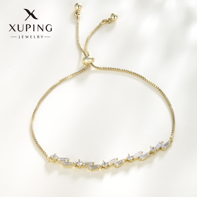 Xuping personalidad simple estirada caja joyas de brazalete de aleación ajustable de oro transfronterizo de 18 quilates mujeres