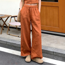 2026夏季新款慵懒风亚麻阔腿裤女高腰垂感宽松显瘦休闲裤夏季薄款