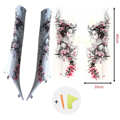 Car Interior Decal Modification A-Pillar Sticker Renovation Self-Adhesive Fabric Personalized Accessories Film Beauty (Car interior film) - a-pair-of-beauties-with-flowers