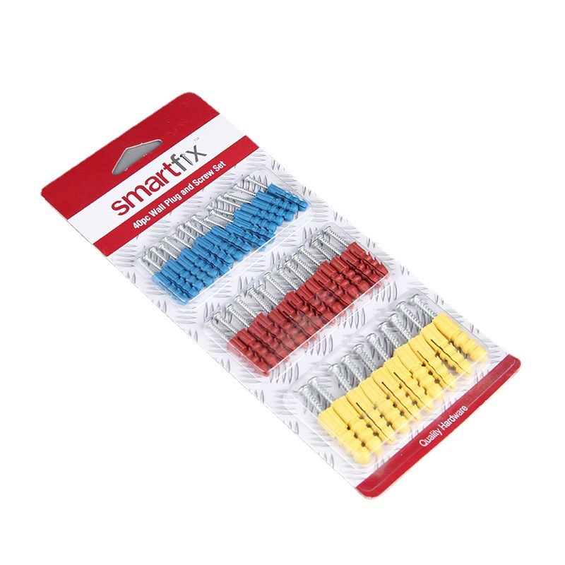 现货供应彩色塑料膨胀螺栓螺丝套装 PE套管螺钉紧固件