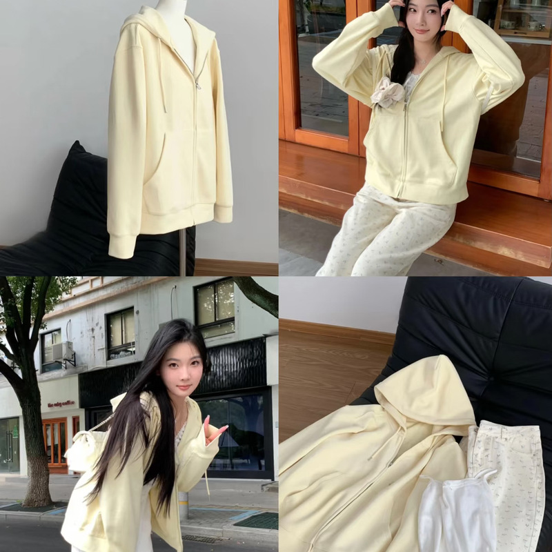 十三行秋冬季新款韩版糖果系宽松连帽卫衣外套品牌女装批发货源|undefined