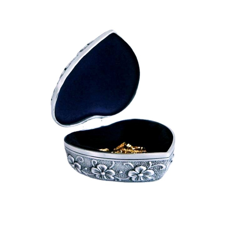 Amor creativo impreso caja de joyería para su amante Almacenamiento de escritorio retro clásico caja de joyería de aleación de zinc