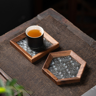 Changpuju Begonia Flower Glass Coaster Home Creative Insulation Pad Tea Cup Butterfly Chinese Kung Fu Tea Set Cup Holder Anti-Scalding