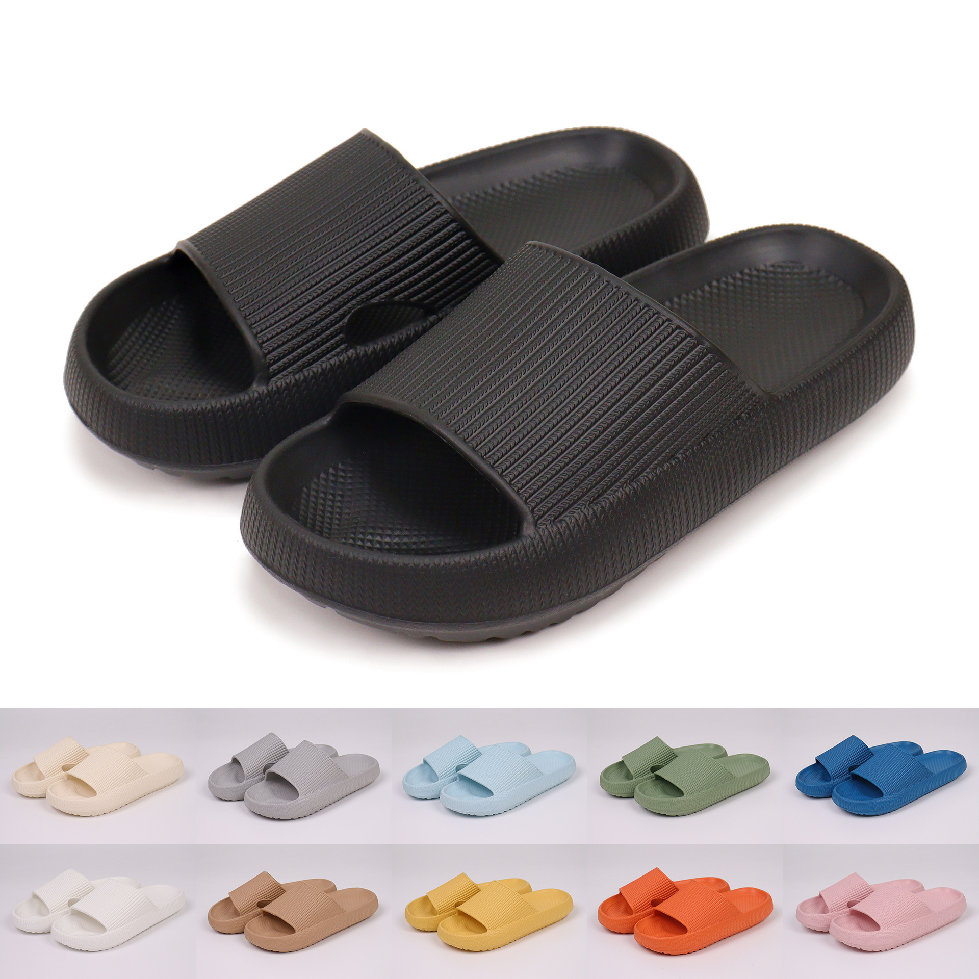 Wholesale Slip-on Feeling Slippers Women's Summer Sandals Home Indoor Thick Bottom Non-slip Bathroom Bathing Couple Wear Outfit Mop Stall
