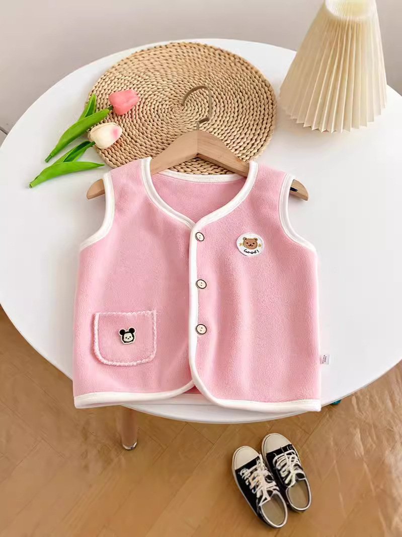 Suéter infantil, chaleco cardigan, 2024 nuevo vestido de otoño para niños y niñas, dibujos animados, explosión exterior con chaleco de orelín