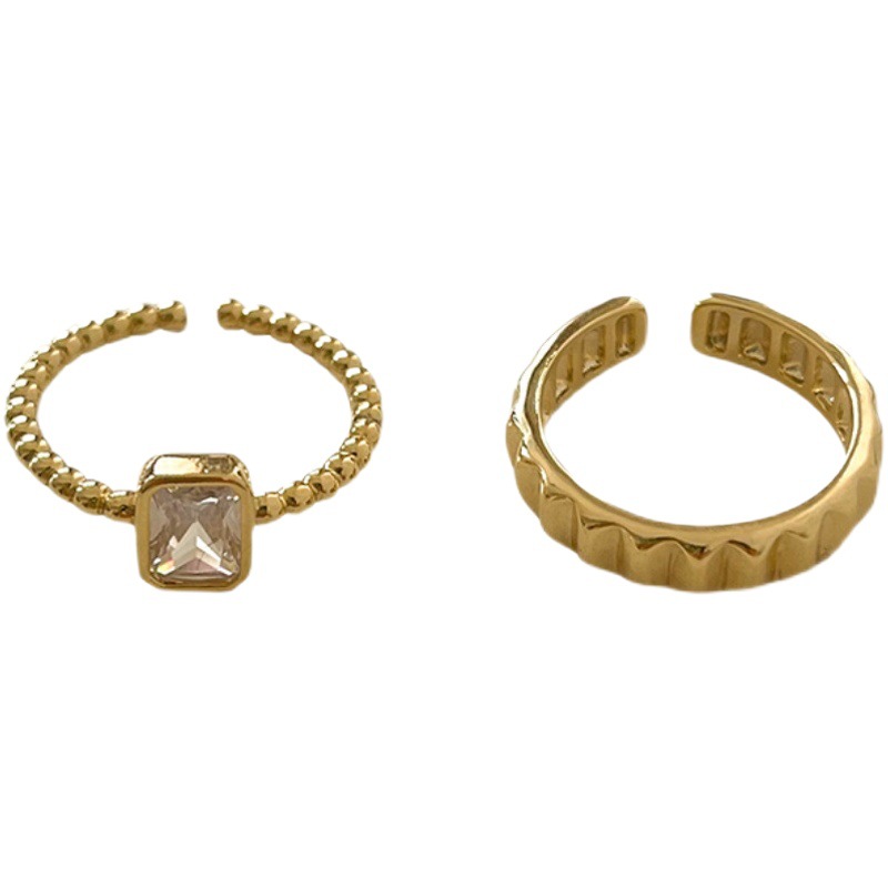 Korean Style New Personalized Gear Ring for Women, Retro Fashion Micro-Inlaid Zircon Open Ring, Elegant Index Finger Ring, Trendy
