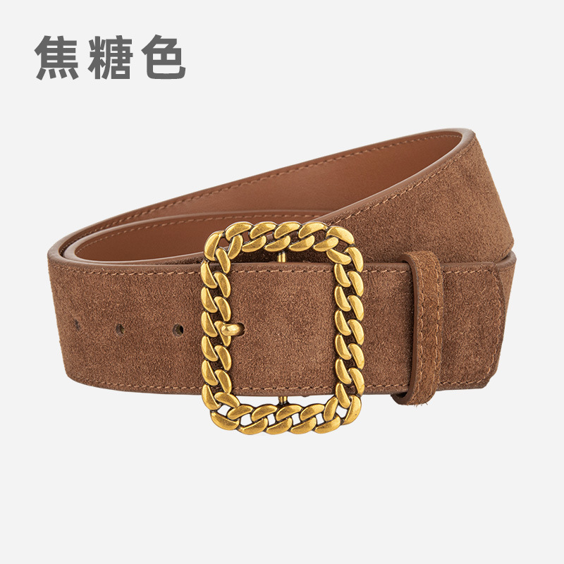 韩版简约绒面牛皮腰封女士装饰西装大衣牛仔裤皮带百搭真皮腰带女|undefined