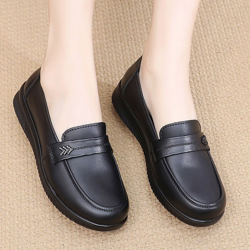Лидер продаж, удобная женская кожаная обувь с круглым носком и мягкой подошвой для среднего и пожилого возраста, натуральная кожа, одиночная обувь Four Seasons, Прямая поставка с фабрики
