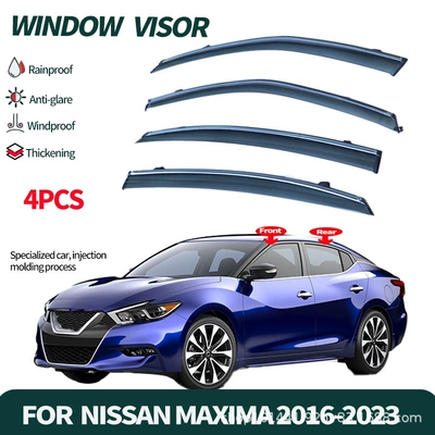 Suitable for Nissan Maxima Rain and Sun Visor Rain Eyebrow Nissan Maxima A36 Window Visor (Rain shield) - injection-molding-position-is-accurate-and-the-thickness-is-30mm-maxima-a36-2016-2023pssilver-bright-strip-window-rain-shield
