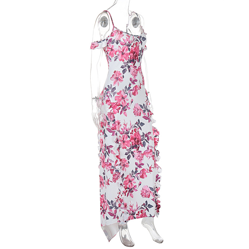 Summer Sexy Slim Print Casual Sling Dress Women Clothing