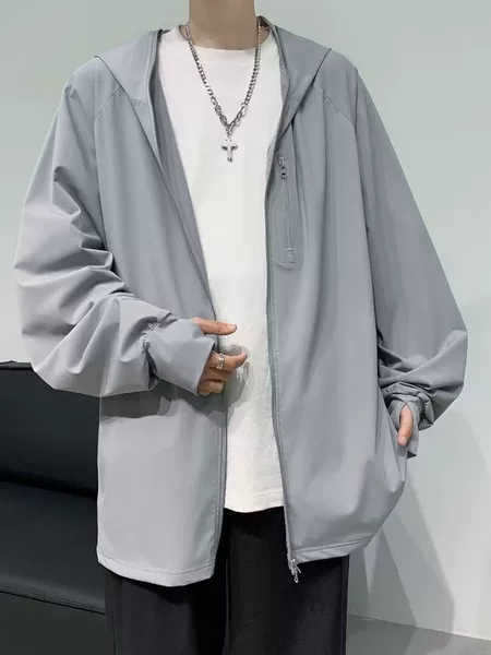 Men's summer thin sun protection jacket, outdoor functional windbreaker, American high street style hooded sun protection jacket, lightweight