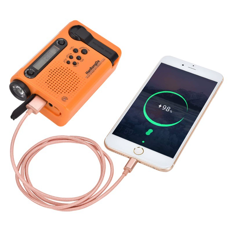 Светодиодный фонарь для внешней торговли с солнечной зарядкой и ручным приводом, радио с оповещением о погодных условиях NOAA