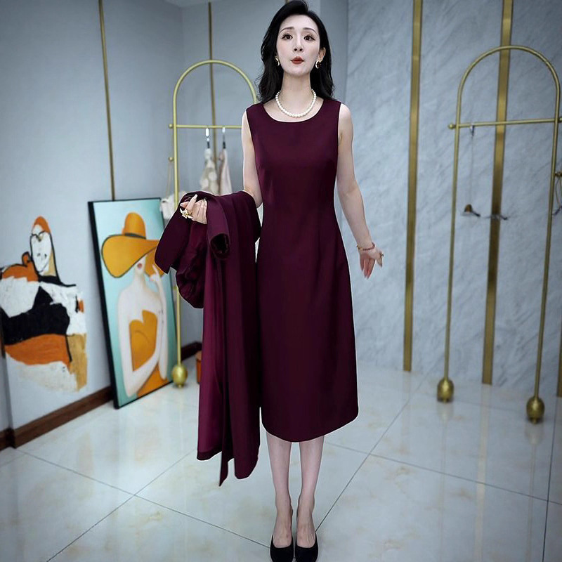 高端中长款风衣两件套连衣裙女2025年春秋新款阔太太洋气套装裙|undefined