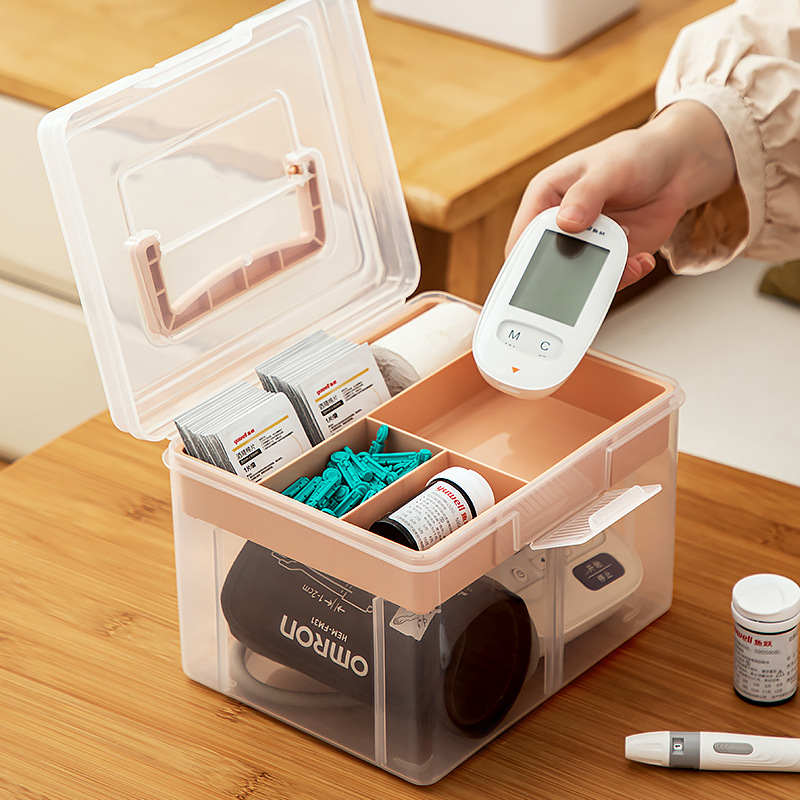 Use household blood glucose meter portable nursing management test use storage classification portable medicine integrated plastic box