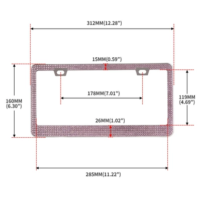Standard Stainless Steel Square-Hole Rhinestone: License plate holder/license plate holder