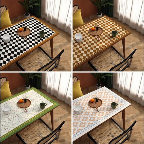 Tablecloth light luxury retro high-end silicone leather dining table mat heat-resistant waterproof oil-proof wash-free coffee table mat rectangular