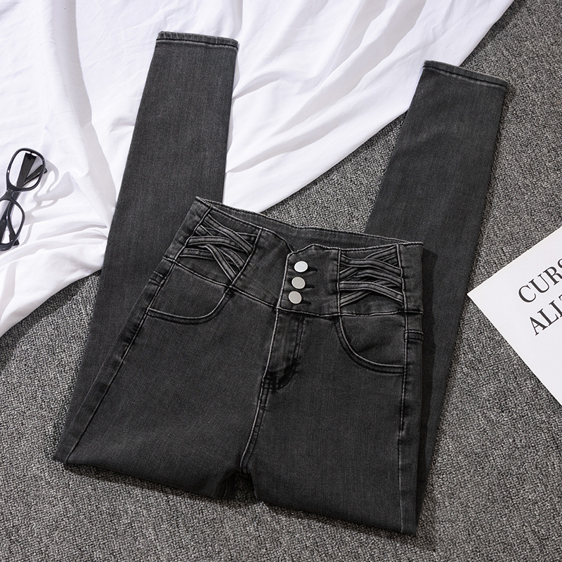 High Waist Jeans Women's 2022 Autumn New Internet Celebrant Light Color Slim Slim Look Tight Tight Pencil Pants