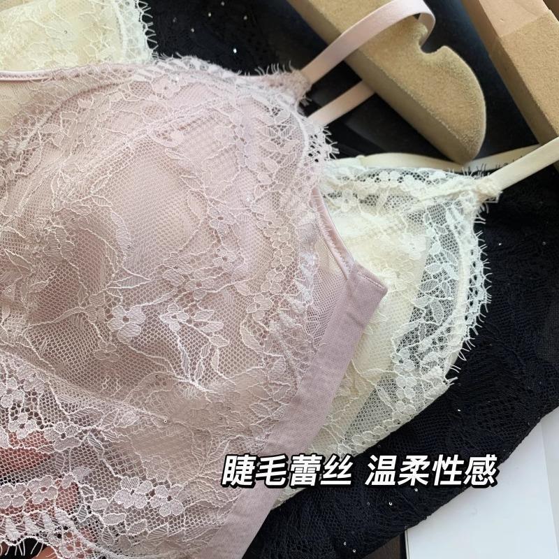 美美美每天都美~法式三角美背抹胸无痕杯细肩带大胸显小超薄文胸|undefined