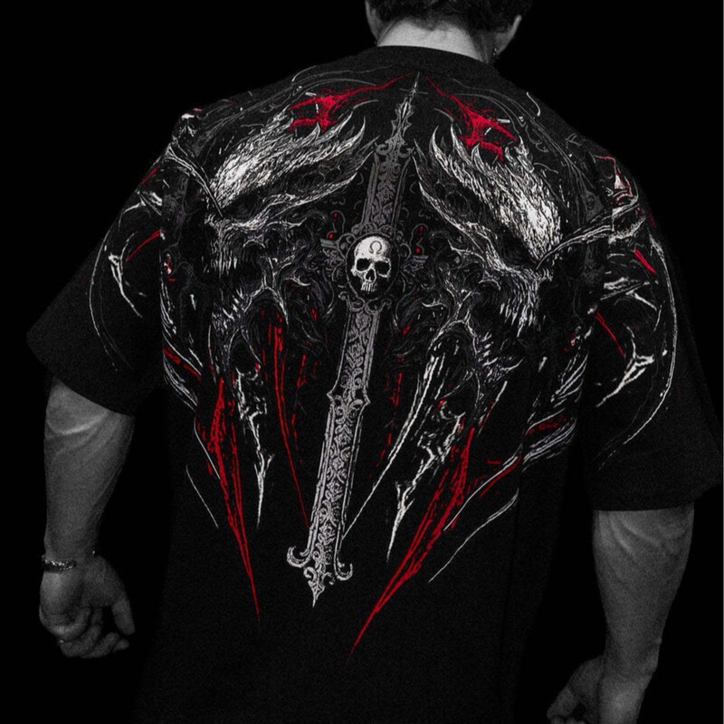 Breathedivinity New American Trendy Brand Loose Large Size Printed Fitness Sports Men's Short-Sleeved T-Shirt