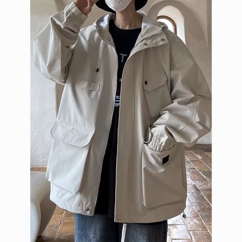 American work-style windbreaker jacket for men, suitable for spring and autumn, functional trendy brand, waterproof, multi-pocket casual jacket