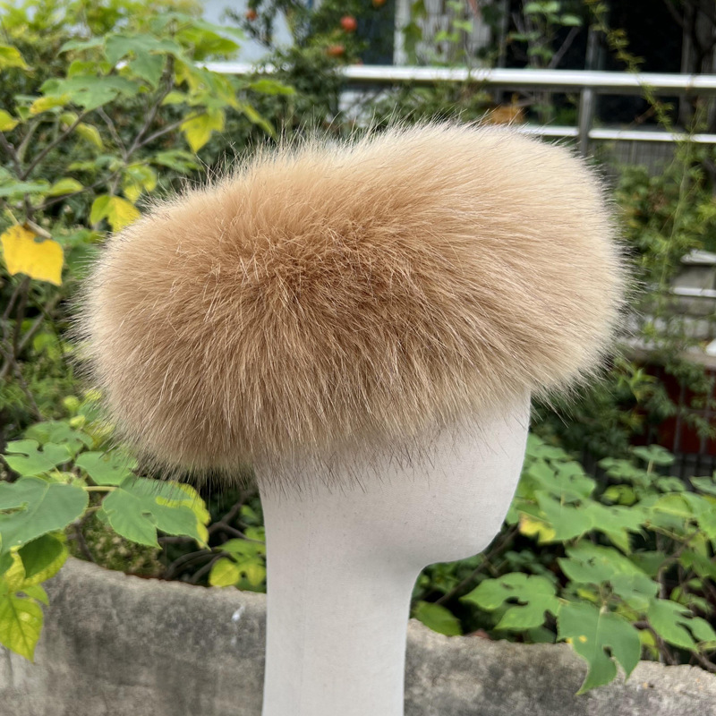毛皮の空の帽子の毛皮のキツネの毛の帽子の輪のヘアバンドは厚くて暖かい偽の毛のつばのない帽子の子供の冬です。|undefined