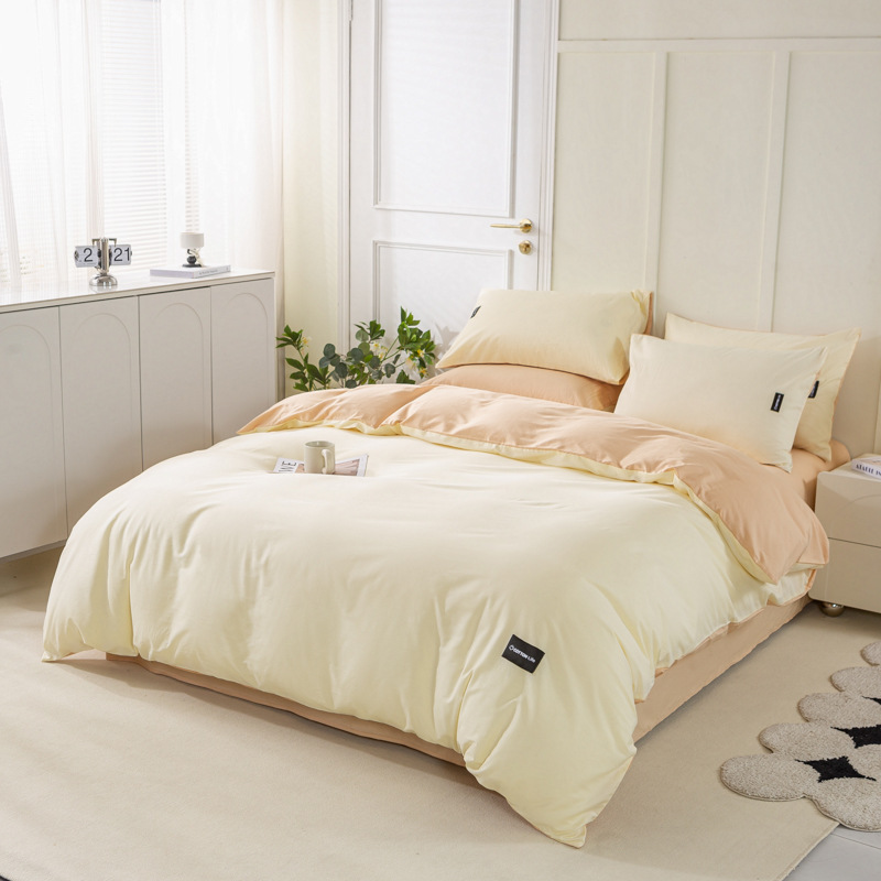 Algodón simple de cuatro piezas de color sólido cubierta de edredón de algodón dormitorio de estudiantes de tres piezas de cama de algodón de lana larga cuatro piezas de algodón