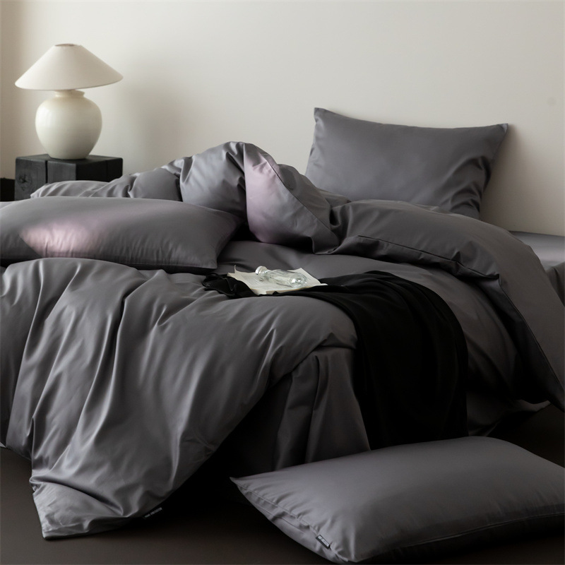 Cuatro estaciones Nantong algodón conjunto de cuatro piezas de color sólido lujo ligero alto sentido 60 algodón de lana larga delgado lujo ligero