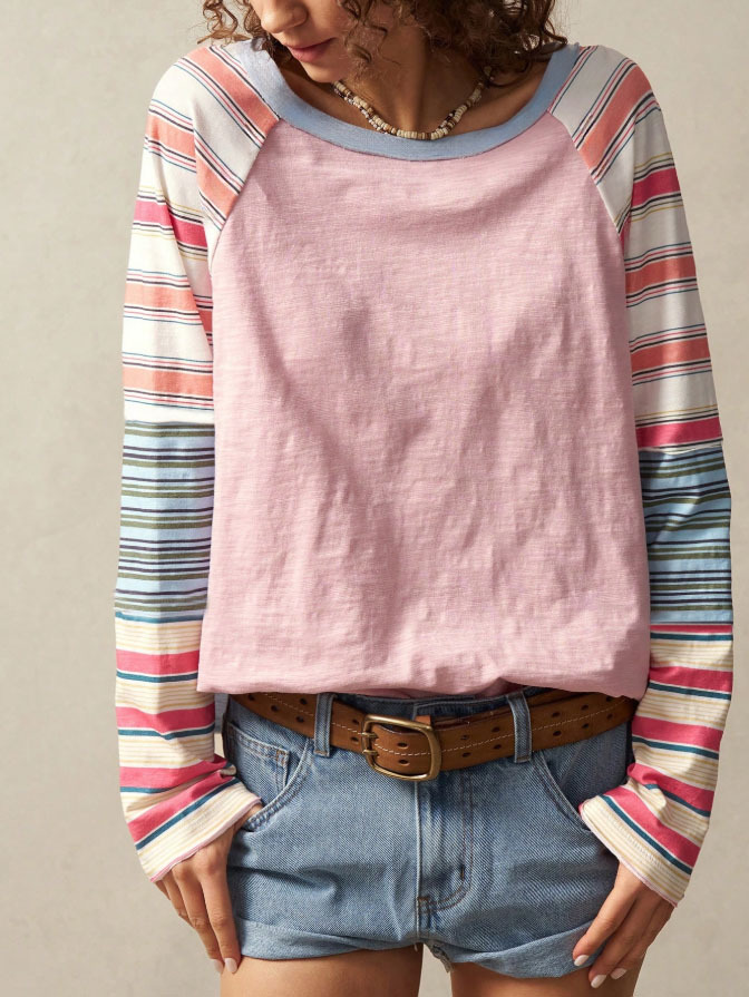 fashionable elegant mixed long-sleeve with a round collar