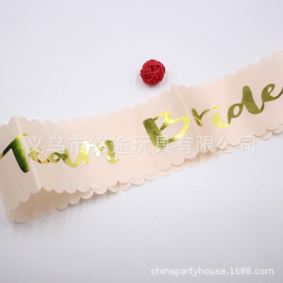 En stock soltero partido ceremonial novia cinturón para ser boda bronceado palabra EQUIPO novia correa de hombro