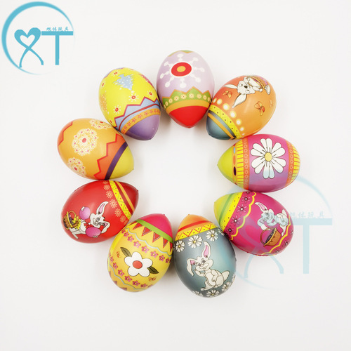 Cross-border hot selling new Easter egg PU egg ball decompression toy pu foam ball color printed egg ball