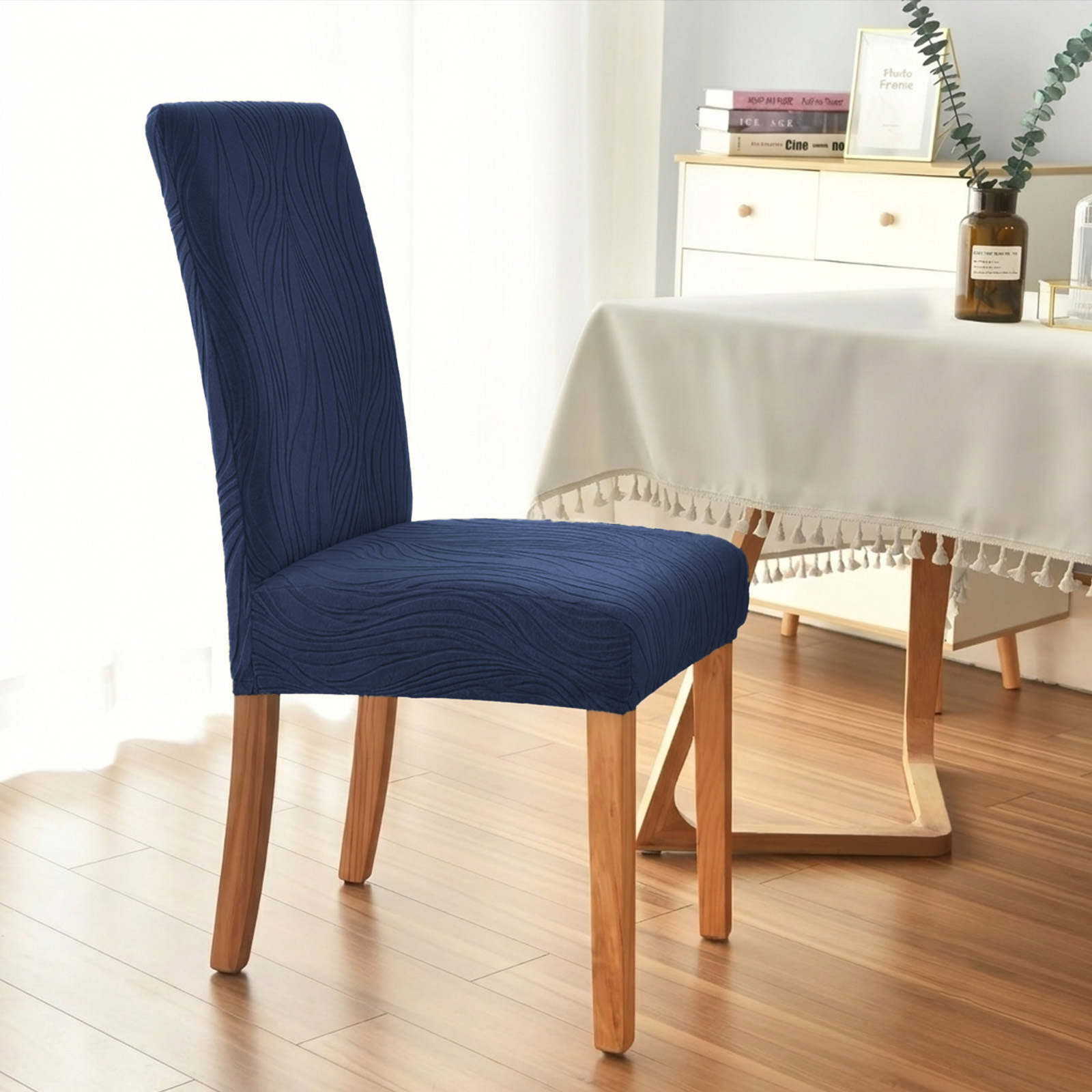 TEMU transfronterizo Jacquard Willow cubierta de silla elástica de color sólido para hoteles domésticos de estilo europeo y americano cubierta de silla aplicable
