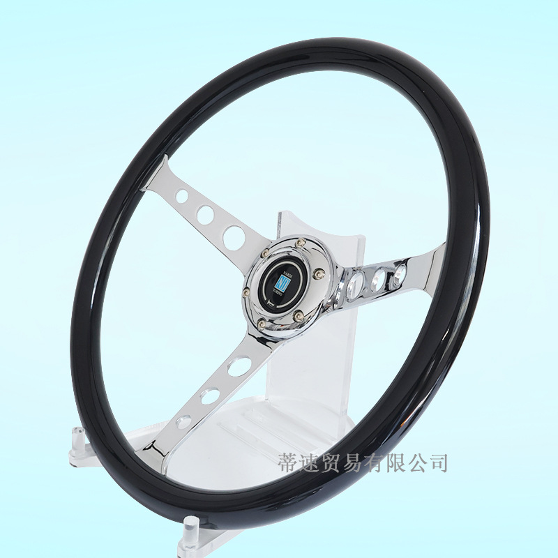 Factory direct sales NARDI modified 15inch steering wheel glossy black round holes 380mm concave electroplated hole spacing 70mm