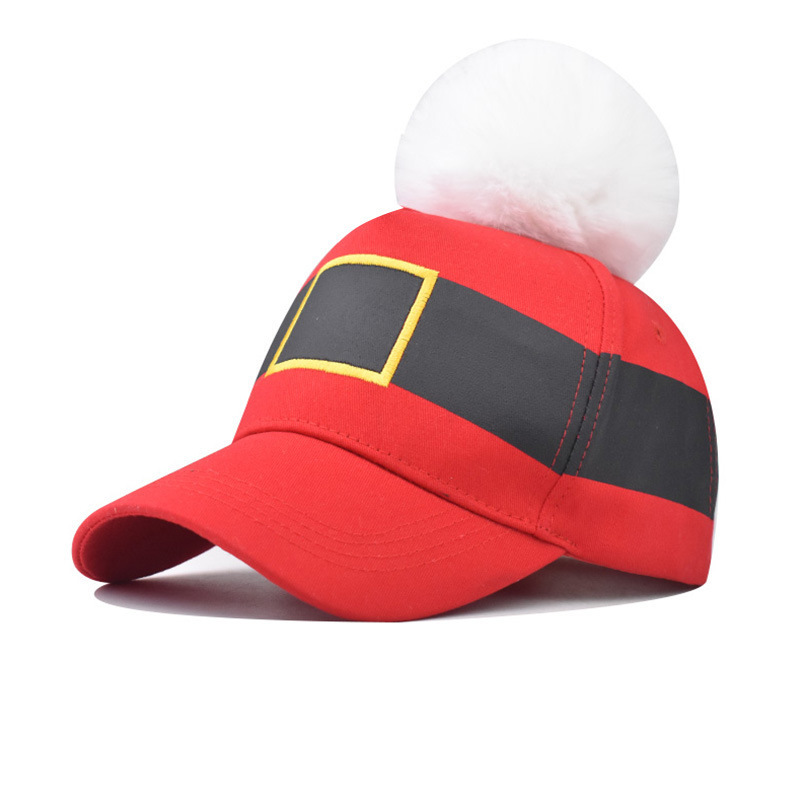 2022 Cross-Border New Winter Christmas Cap with Fur Ball for Women Outdoor Versatile Christmas Baseball Cap