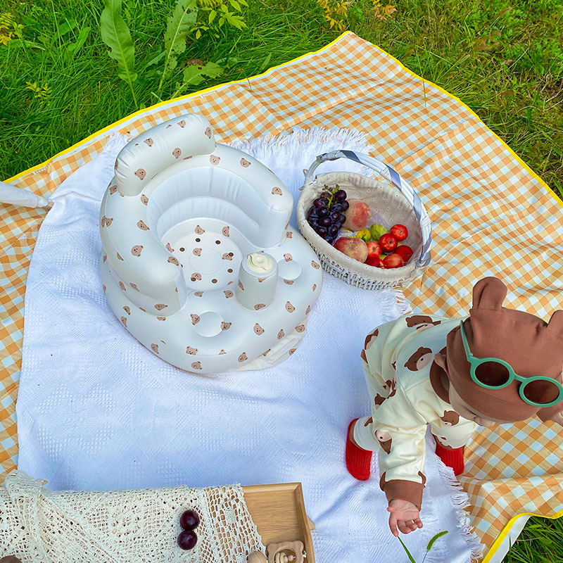 Korean Baby Seat Inflatable Portable Small Sofa Baby Anti-fall Seat6 Months Training Learning Bath Stool