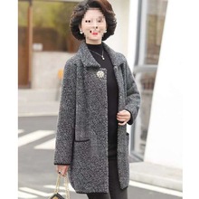 妈妈秋冬装水貂绒外套中长款新款中老年女装大码毛呢大衣洋气
