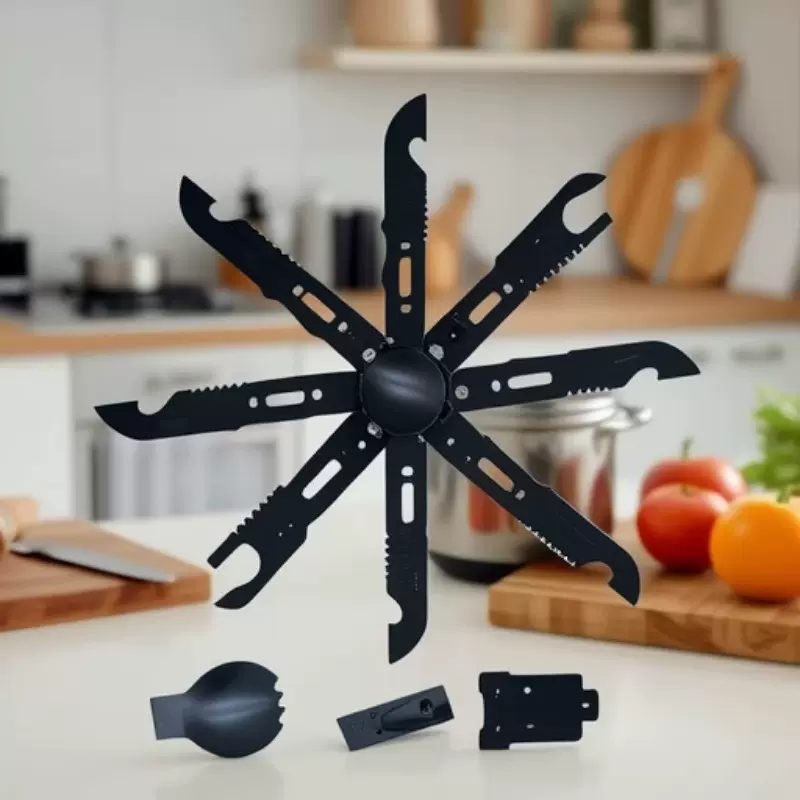 露营户外不锈钢多功能口哨刀野营求生餐具勺子小刀组合带口哨哨子