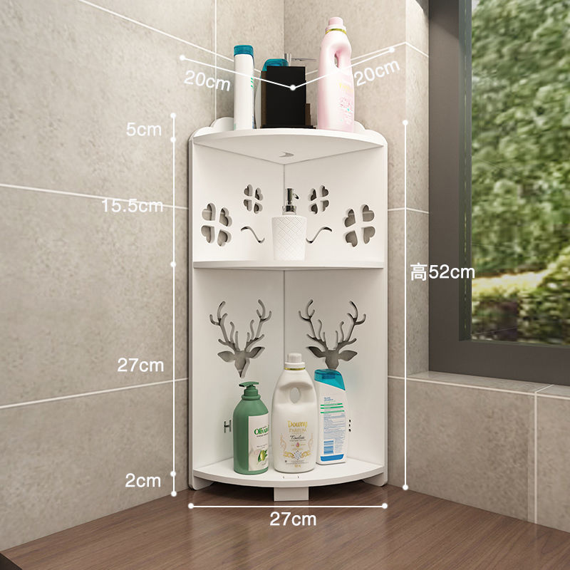 プラスチック浴室床置き収納棚壁の隅のトイレの棚の三角形の棚のトイレのシャンプーの収納|undefined
