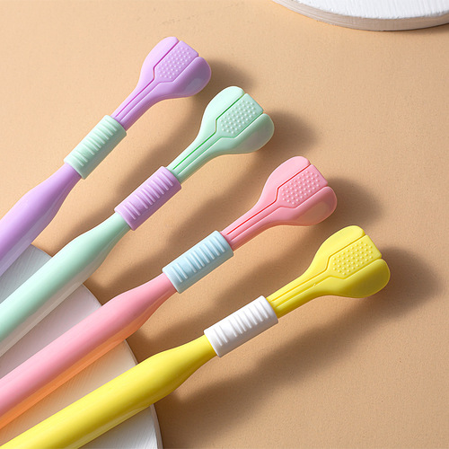One piece drop shipping upgraded three-head U-shaped toothbrush Macaron soft-bristle adult toothbrush three-sided toothbrush for scraping tongue 418