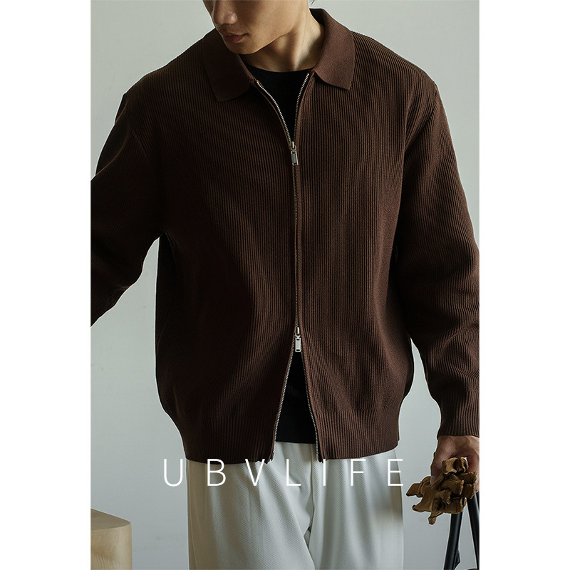 12-Gauge Structured Zipper Knit Cardigan Sweater for Men, 2025 Autumn and Winter New Vintage Style Sweater Jacket 12-Gauge Structured Zipper Knit Cardigan Sweater for Men, 2025 Autumn and Winter New Vintage Style Sweater Jacket