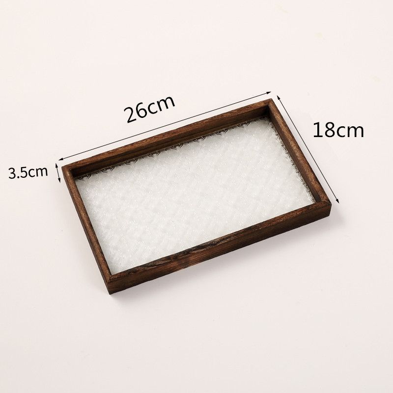 Retro begonia bandeja de flores rectangular bandeja de té casera de madera para bocadillos de té taza bandeja de té bandeja de vidrio