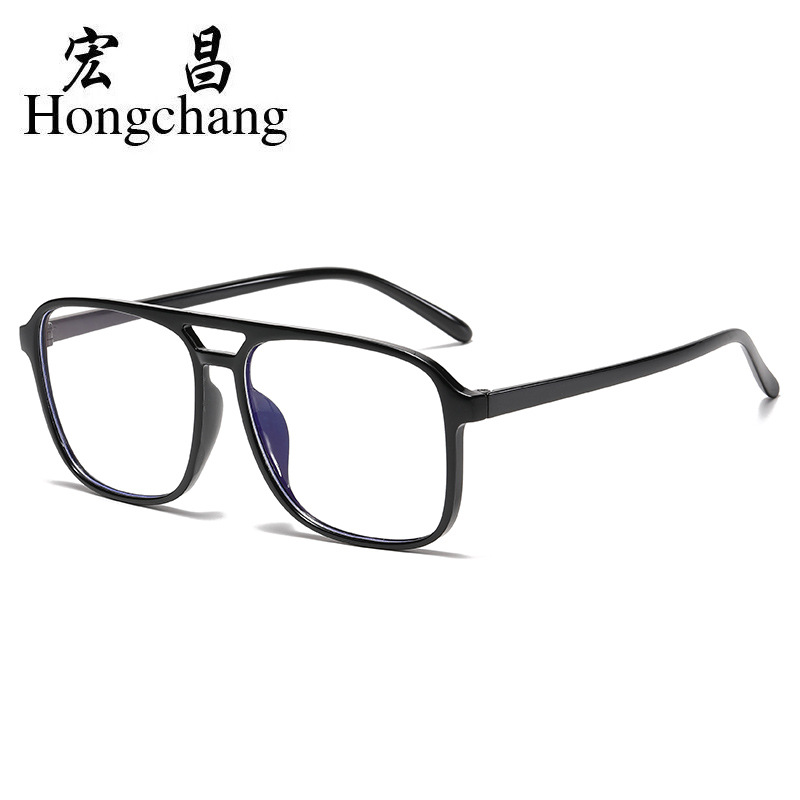 New Anti-Blue Light Glasses Internet Celebrity Men's and Women's Flat Glasses Square Frame Fashionable Glasses Frame Plain Street Photography Myopia Glasses