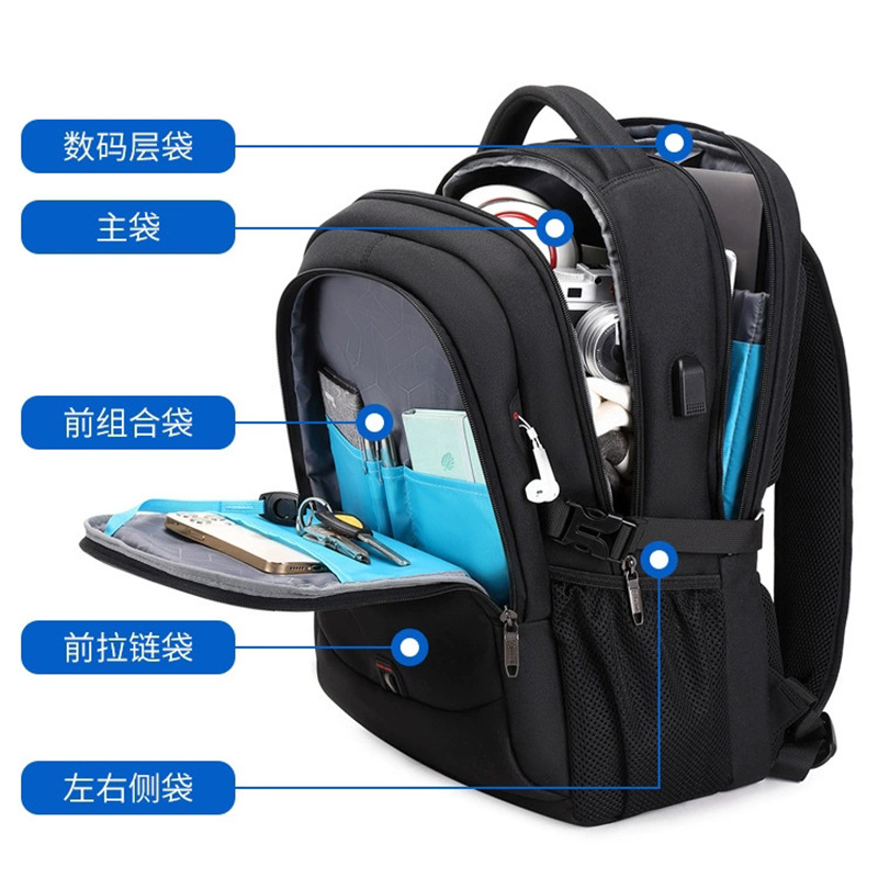 Mochila personalizada Mochila para hombres Viajes de negocios Mochila recargable a prueba de agua USB Mochila escolar para estudiantes de secundaria