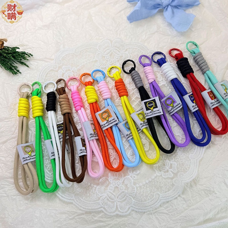 Blind Box Pendant Handmade Woven Short Rope DIY Color-Blocking Phone Anti-Loss Strap Bag Lanyard Bead Lanyard