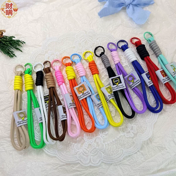 Blind Box Pendant Handmade Woven Short Rope DIY Color-Blocking Phone Anti-Loss Strap Bag Lanyard Bead Lanyard
